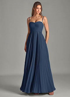 Azazie Chiana Bridesmaid Dresses Dark Navy A-Line Strapless Chiffon Dress image2