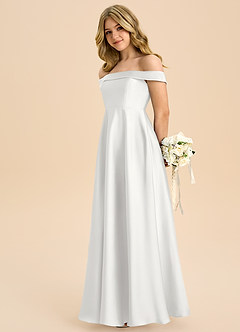 Azazie Sissy Junior Klänning av A-Line i Stretch Satin Off the shoulder image5