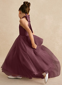 Azazie Bev Flower Girl Dresses Sangria A-Line Convertible Tulle Dress image7