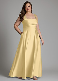 Azazie Azaria Vestidos de madrinha de casamento Vestido Manteiga de Cetim elástico de Linha A com Corpete image11