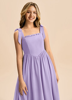 Azazie Delia Junior Robe Trapèze en Mousseline de soie Arc Lilas image2