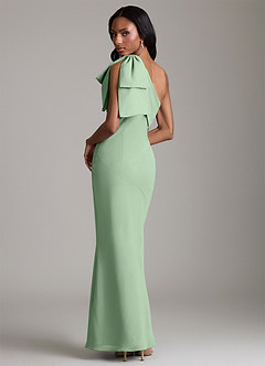 Azazie Yuanna Bridesmaid Dresses Matcha Mermaid One Shoulder Chiffon Dress image2