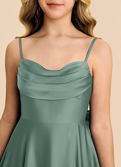 Azazie Bear Junior Eucalyptus A-Line Sweetheart Neckline Stretch Satin Dress image7