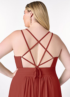 Azazie Farren Bridesmaid Dresses Terracotta A-Line Pleated Chiffon Convertible Dress image15