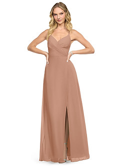 Azazie Davis Abiti da Damigella Abito A-Line in Chiffon con Scollo a V Champagne Rosa image2