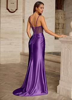 Bianca Traube Strassbesetztes, ausgeschnittenes Satin-Abendkleid mit Korsett-Optik image10