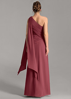 Azazie Ayra Bridesmaid Dresses Merlot A-Line One Shoulder Chiffon Dress image6
