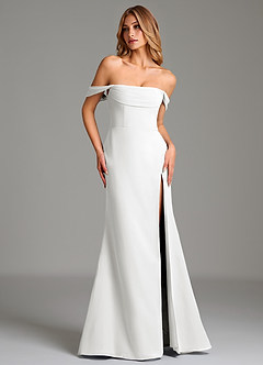 Azazie Riley Brautjungfernkleider Wandelbar Etui Schulterfrei Chiffon Kleid Weiß image1