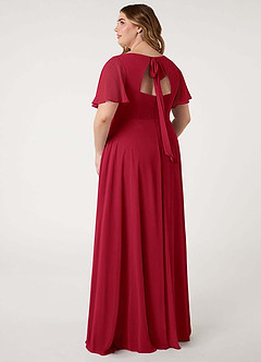 Azazie Kimber Bridesmaid Dresses Scarlet A-Line Flounce Sleeve Chiffon Dress image12