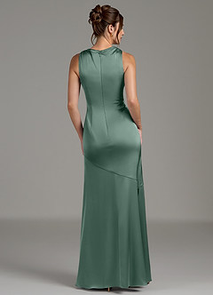 Azazie Kiara Bridesmaid Dresses Eucalyptus Mermaid Pleated Stretch Satin Dress image6