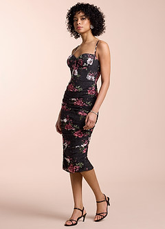 Alessandra Black Multi Midi Dress image4