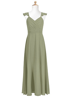 Azazie Emily Junior Pistachio A-Line Ruched Chiffon Dress image5