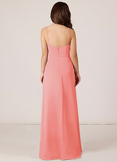 Azazie Kaylee Junior Coral A-Line with Belt Chiffon Dress image2