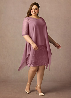 Azazie Flo Mother of the Bride Dresses Vintage Mauve A-Line Lace Chiffon Dress image8