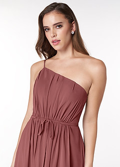 Azazie Hoya Venta Final Vestido de Damas de Honor de Gasa Elegante con Hombro unilateral image6