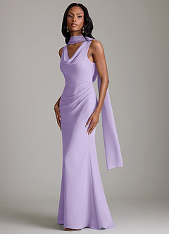 Azazie Linelle Bridesmaid Dresses Lilac Mermaid Pleated Chiffon Dress image4