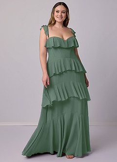 Barbie ♥ Azazie Bridesmaid Dresses Eucalyptus A-Line Sweetheart Neckline Chiffon Dress image6