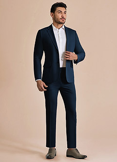 front William Bleu Marin Pantalon habillé
