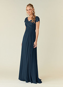 Azazie Jet Final Sale Dusty Blue A-Line Sequins Chiffon Dress image4