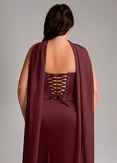 Azazie Sorrel Bridesmaid Dresses Cabernet Mermaid Strapless Stretch Satin Convertible Dress image11