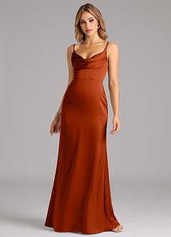 Azazie Aimee Bridesmaid Dresses Paprika A-Line Sweetheart Neckline Stretch Satin Dress image4