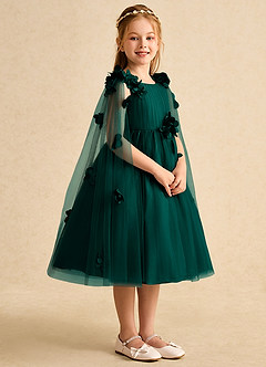 Azazie Staria Flower Girl Dresses Pine Ball-Gown Ruched Tulle Dress image8