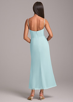 Azazie Saige Bridesmaid Dresses Sea Glass Sheath Off the Shoulder Chiffon Convertible Dress image8