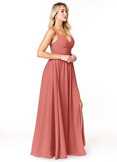 Azazie Chanel Robes de demoiselle d'honneur Robe Trapèze en Mousseline de soie Plissée Antique Rose image4