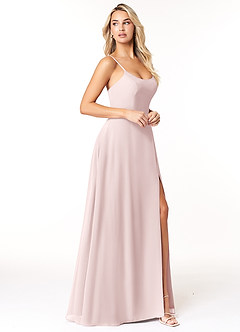 Azazie Moira Bridesmaid Dresses Blushing Pink A-Line Scoop Chiffon Dress image4