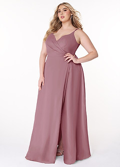 Azazie Lennon Bridesmaid Dresses Vintage Mauve A-Line Lace Chiffon Dress image10