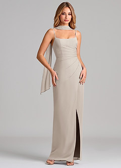 Azazie Calandra Suknie dla druhen Osłona Pofałdowany Szyfon Do ziemi Sukienka image1