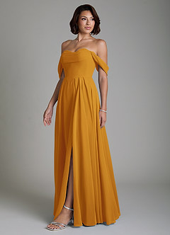 Azazie Loisa Bridesmaid Dresses Butterscotch A-Line Corset Chiffon Convertible Dress image7