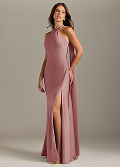 Azazie Kinsley Vestidos de damas de honor Vestido de Rosa Polvorienta de Satén Elástico de Corte Sirena con Corte Lateral image3