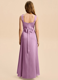 Azazie Kiki Junior Robe Trapèze en Satin extensible Arc Glycine image1