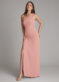 Azazie Latrice Final Sale Rosette Sheath Ruched Chiffon Dress image4
