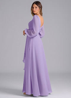 Azazie Omari Bridesmaid Dresses Lilac A-Line Long Sleeve Chiffon Dress image2