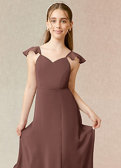 Azazie Everett Junior Vestido Café Expresso de Chiffon de Linha A image5