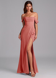 Azazie Johana Robes de demoiselle d'honneur Robe Sirène Convertible en Mousseline de soie Épaule décolletée Antique Rose image3