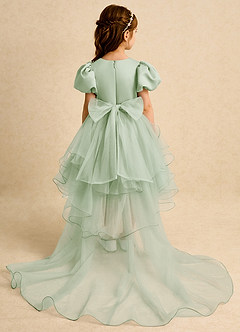 Azazie Cocoa Abiti da Ragazza di Fiori Abito Principessa in Tulle Plissettato Verde Salvia image7