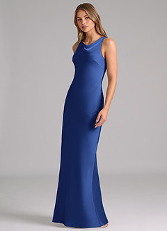 Azazie Allettie Bridesmaid Dresses Royal Blue Mermaid Stretch Satin Dress image4