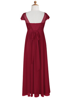 Azazie Silvermist Junior Burgundy A-Line Pleated Chiffon Dress image9