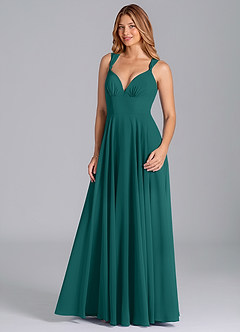 Azazie Darana Bridesmaid Dresses Peacock A-Line Corset Chiffon Dress image5