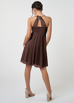 Azazie Ginny Junior Ganache A-Line Pleated Chiffon Dress image2