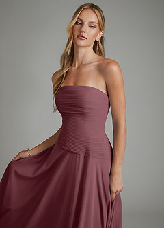 Azazie Layla Bridesmaid Dresses Sangria A-Line Strapless Chiffon Dress image6