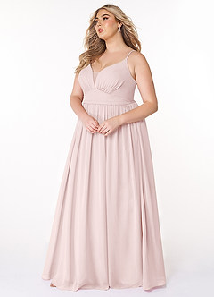 Azazie Rayna Bridesmaid Dresses Blushing Pink A-Line V-Neck Pleated Chiffon Dress image9