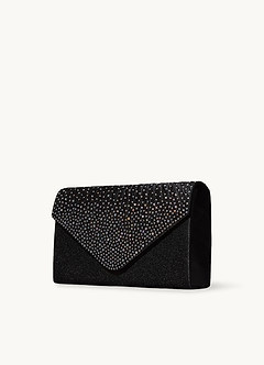 front Rhinestone Satin Clutch Bag