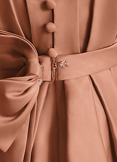 Azazie Miriam Flower Girl Dresses Bronzer Ball-Gown Pleated Matte Satin Dress image10