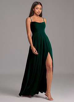 Azazie Elle Bridesmaid Dresses Emerald A-Line with Pockets Velvet Dress image6