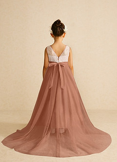 Azazie Tay Flower Girl Dresses Bronzer A-Line Sequins Tulle Dress image2