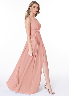 Azazie Jaclyn Bridesmaid Dresses Rosette A-Line Pleated Chiffon Dress image10